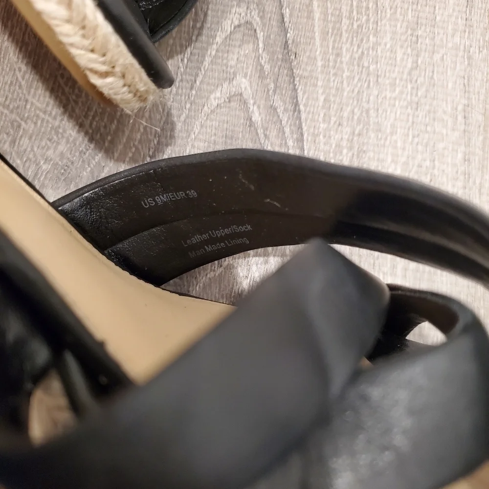 NEW Via Spiga Inna Espadrille Wedge Sandal Black